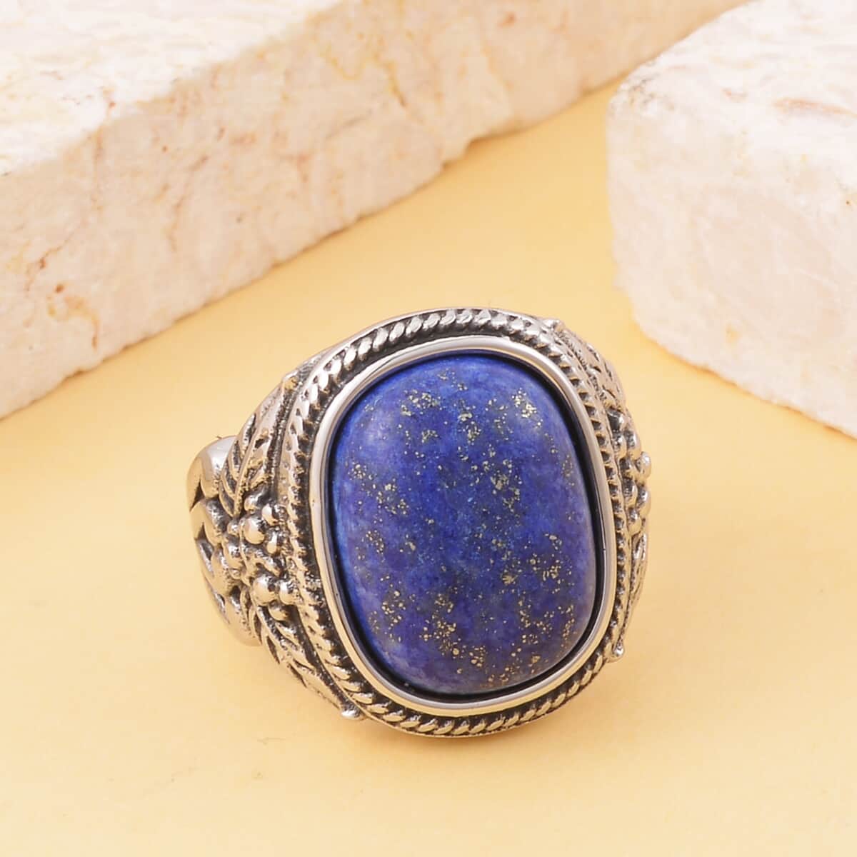 Buy Lapis Lazuli Ring in Stainless Steel at ShopLC.