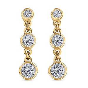Moissanite Dangle Earrings in Vermeil YG Over Sterling Silver 1.60 ctw