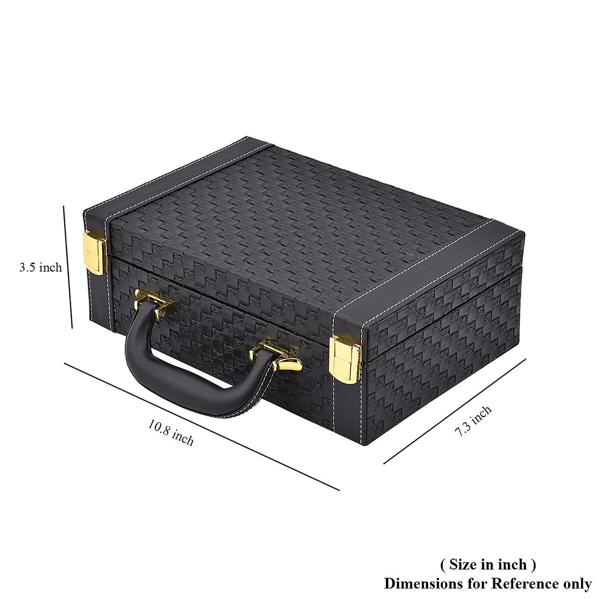 Buy Black Faux Leather Woven Texture 2 Layer Briefcase Jewelry Box