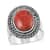 SANTA FE Style Plum Coral Ring in Sterling Silver (Size 8.0) 3.75 ctw