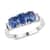Premium Ceylon Blue Sapphire and Diamond 3 Stone Ring in Platinum Over Sterling Silver (Size 6.0) 1.40 ctw