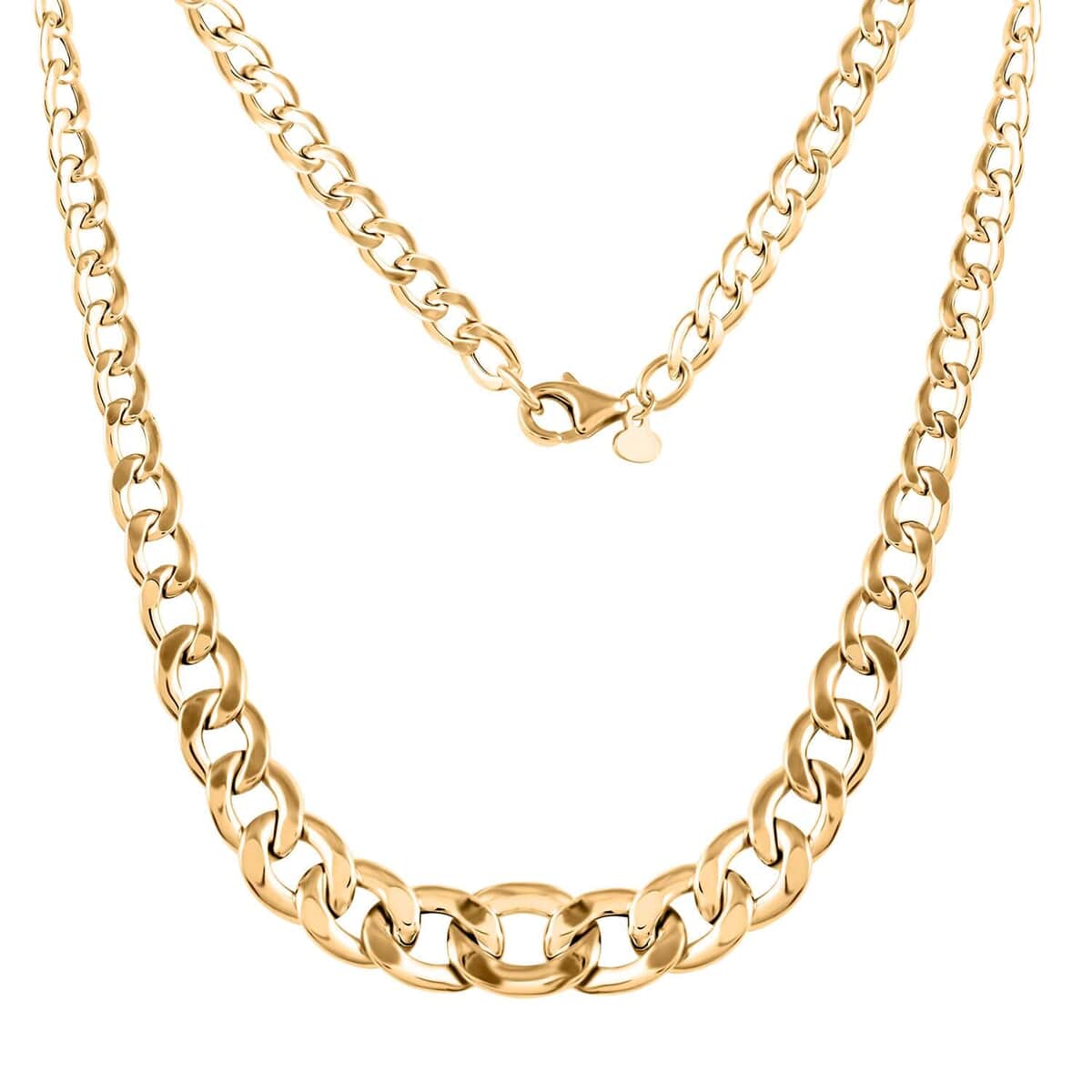 Buy Melodia Italian 14K Yellow Gold Graduated Mirror Curb Necklace 18 ...