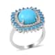 American Natural Sleeping Beauty Turquoise and Multi Gemstone Cocktail Ring in Platinum Over Sterling Silver (Size 10.0) 6.25 ctw image number 2