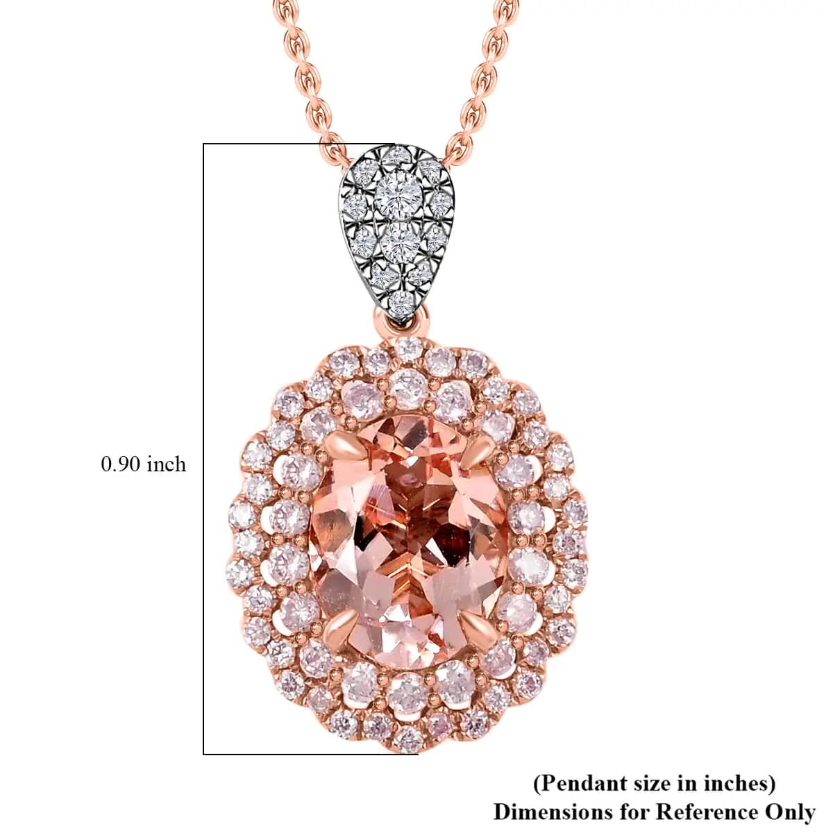 14K Rose Gold Marropino Morganite Necklace, Natural Pink Diamond Accent Necklace, 18 inch Necklace, 14K Rose Gold Necklace 2.70 ctw , Shop LC