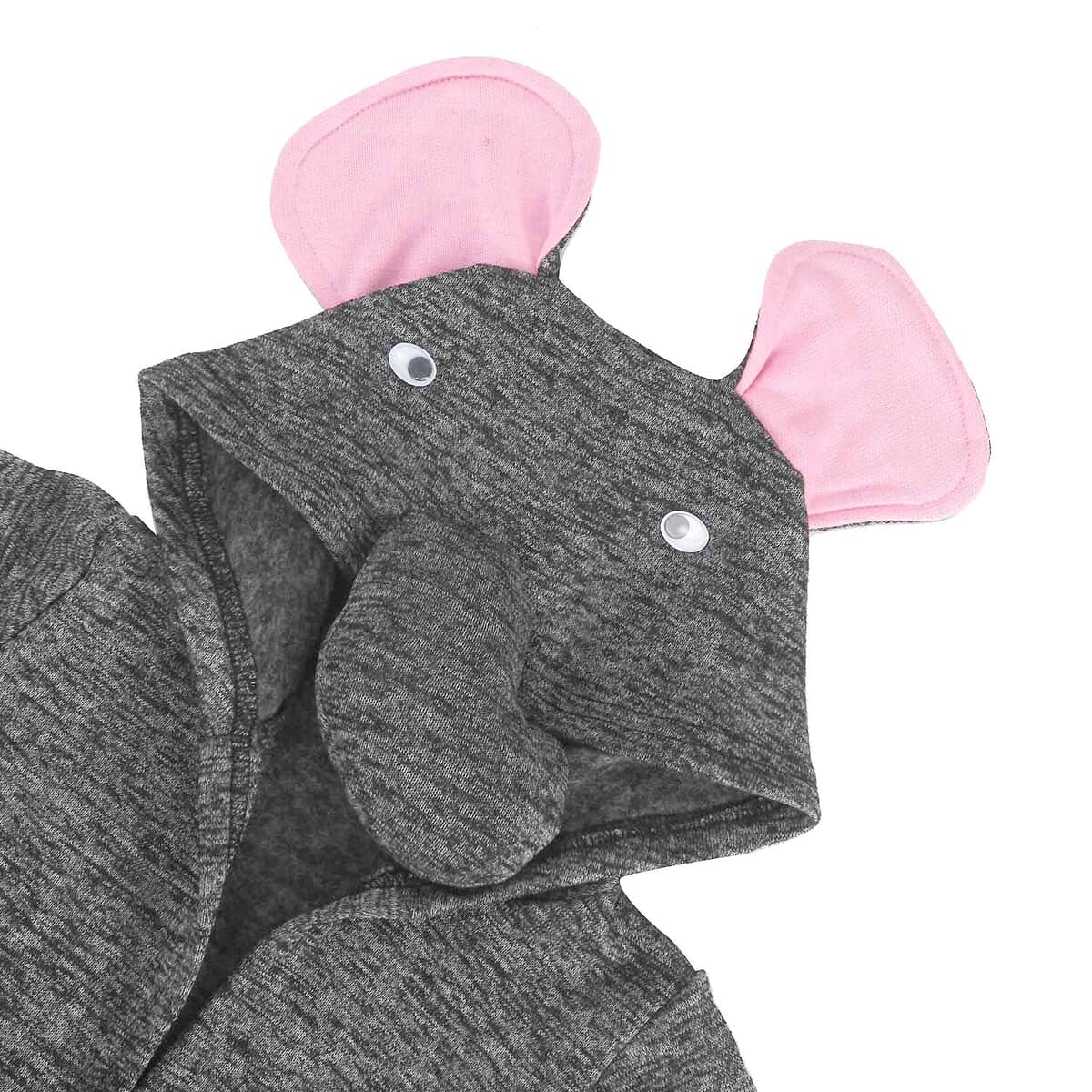 Dark Gray and Pink Elephant Pattern 100% Cotton Knitted Soft Hooded Toddler Baby Bath Towel | Cotton Bath Towel | Towel with Hood | Baby Towels | Bathroom Towels image number 6