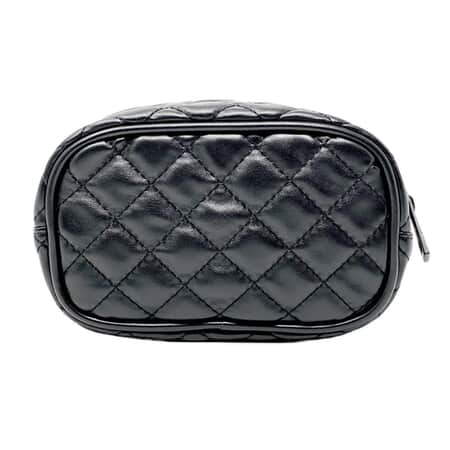 Classic Small Makeup Bag - Black Quilted Vegan Leather – PurseN