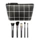 Black & White Vegan Leather Cosmetic Bag with Matte Black Makeup Brushes image number 0