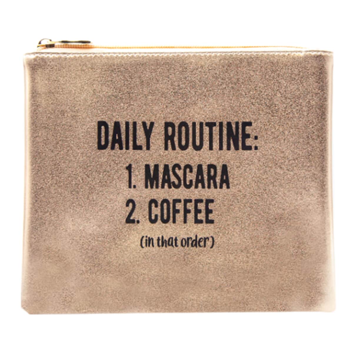 Metallic Gold Vegan Leather Daily Routine Cosmetic Bag | Makeup Bag | Makeup Pouch | Travel Makeup at ShopLC.
