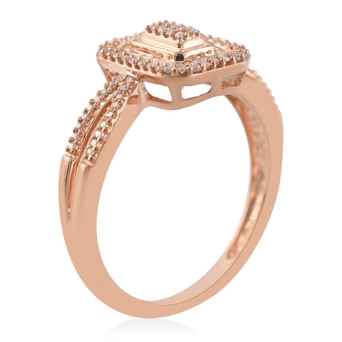 10K Rose Gold G-H I3 Diamond Split Shank Art Deco Inspired Ring (Size 7.0) 3 Grams 0.40 ctw image number 3
