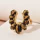 KARIS South African Tiger's Eye Horseshoe Ring in 18K YG Plated (Size 9.0) 4.25 ctw image number 1