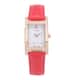 STRADA Simulated Diamond Japanese Movement Rectangle Dial Watch in Rosetone with Red Vegan Leather Strap (36mm) 0.40 ctw image number 0