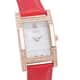 STRADA Simulated Diamond Japanese Movement Rectangle Dial Watch in Rosetone with Red Vegan Leather Strap (36mm) 0.40 ctw image number 3