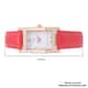 STRADA Simulated Diamond Japanese Movement Rectangle Dial Watch in Rosetone with Red Vegan Leather Strap (36mm) 0.40 ctw image number 6