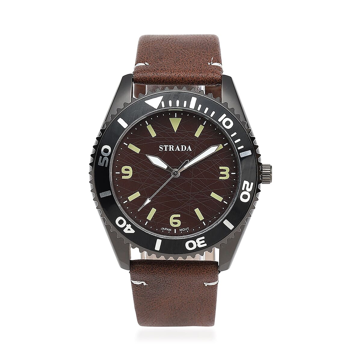 Buy Strada Japanese Movement Watch with Brown Faux Leather Strap (43mm