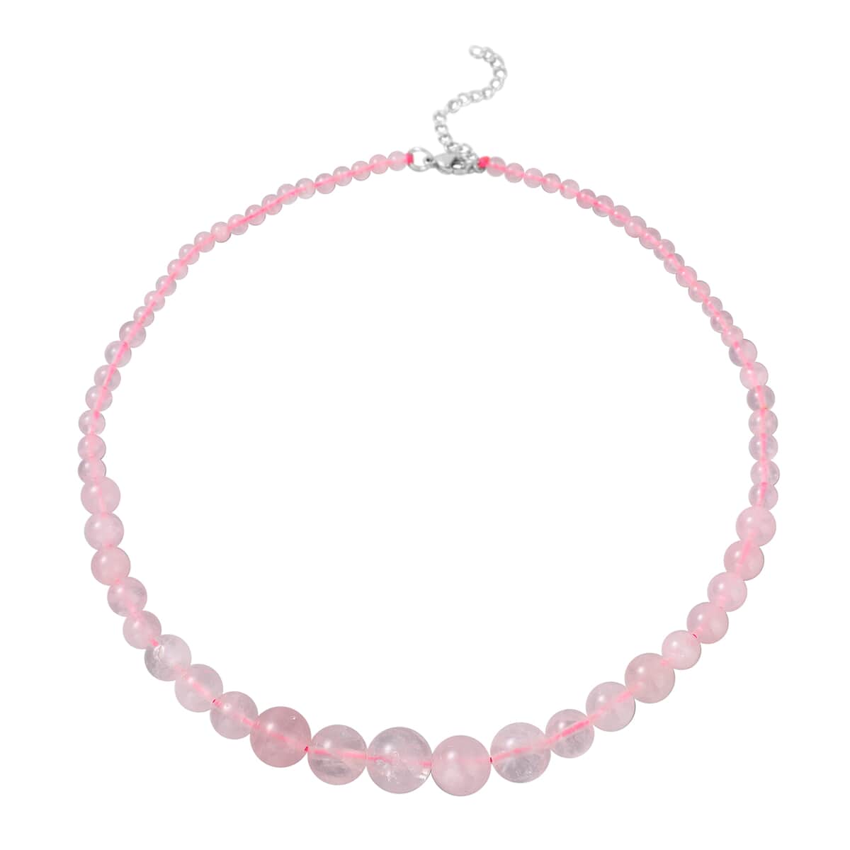 Galilea Rose Quartz Beaded Necklace 18 Inches in Stainless Steel 197.50 ctw image number 0