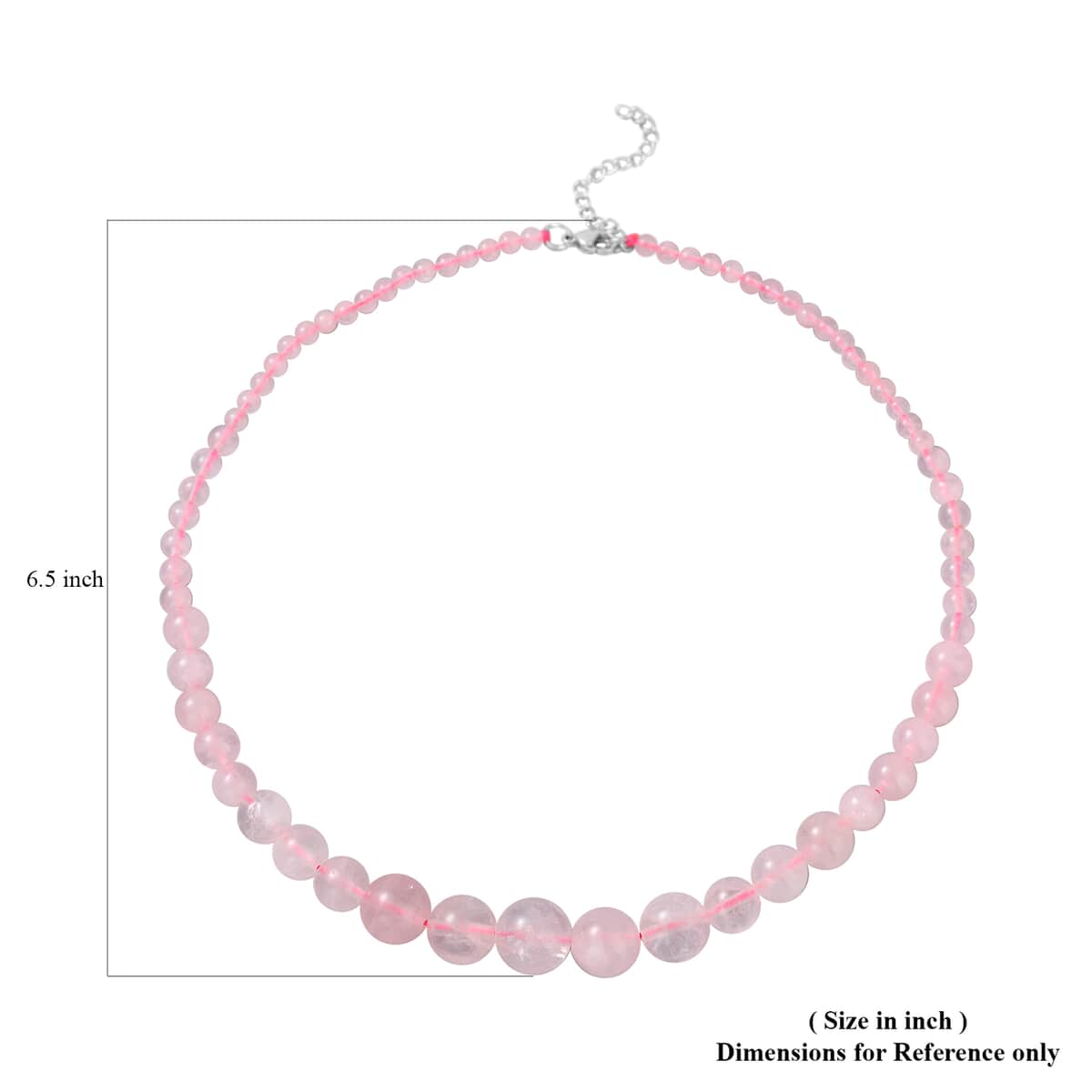 Galilea Rose Quartz Beaded Necklace 18 Inches in Stainless Steel 197.50 ctw image number 4