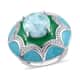 Larimar and Enameled Flower Ring in Platinum Over Sterling Silver (Size 7.0) 3.90 ctw image number 0