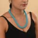 Turquoise Seed Beaded Necklace 20 Inches in Silvertone image number 1