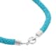 Turquoise Seed Beaded Necklace 20 Inches in Silvertone image number 3