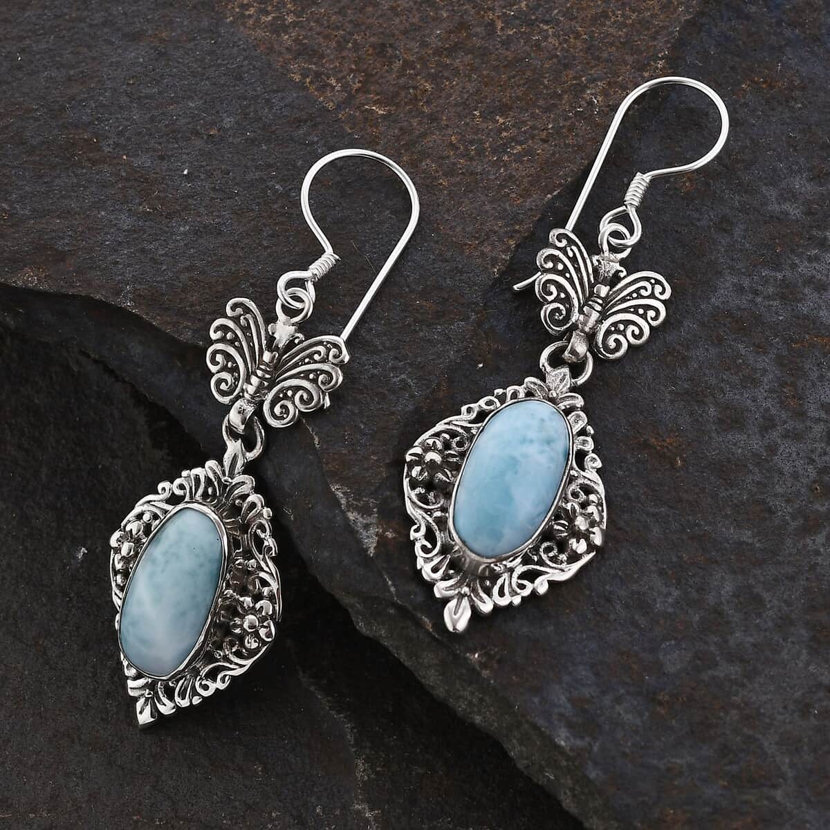 Buy Bali Legacy Larimar Earrings in Sterling Silver 10.50 ctw at ShopLC.