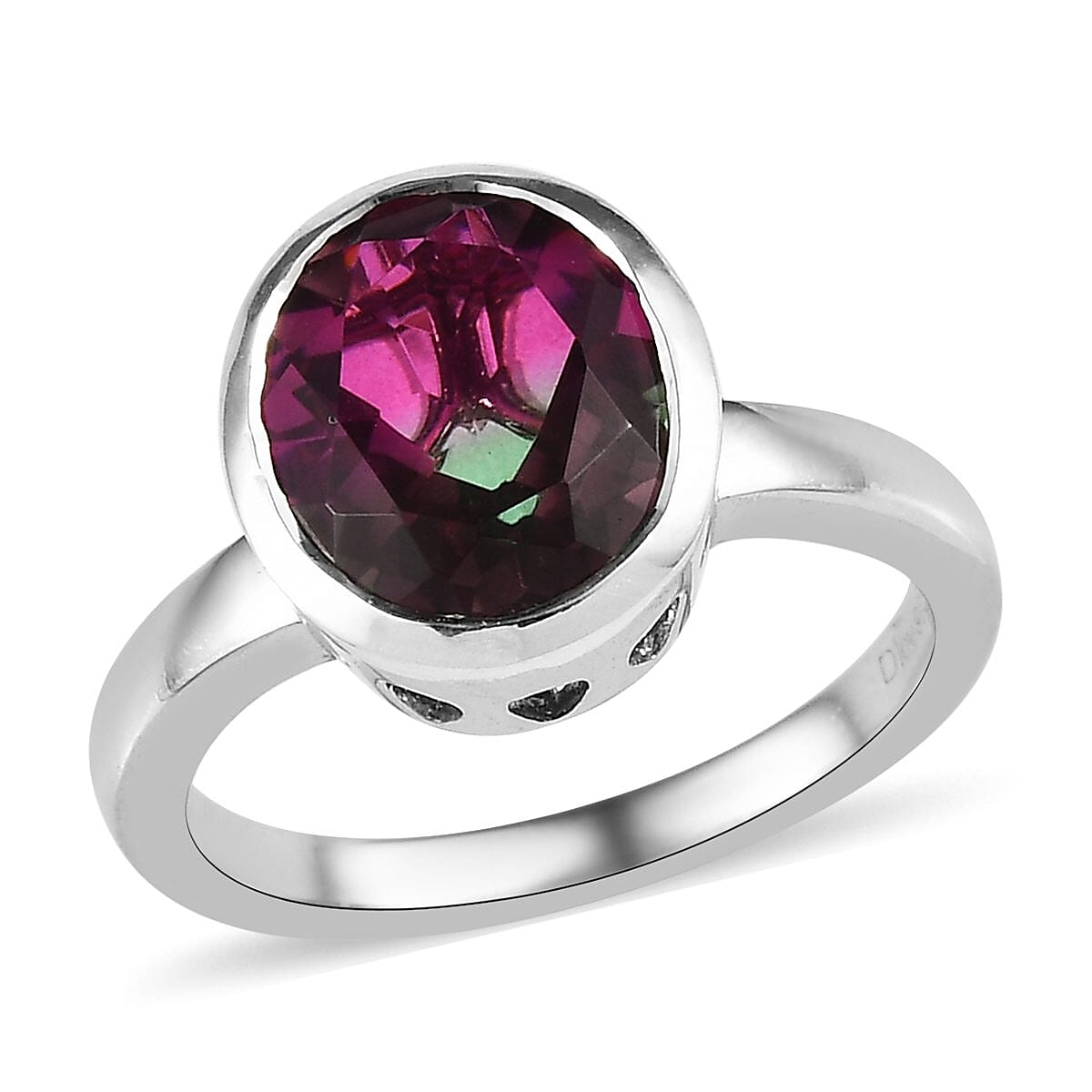 Buy Watermelon Quartz (Triplet) Solitaire Ring in Platinum Over