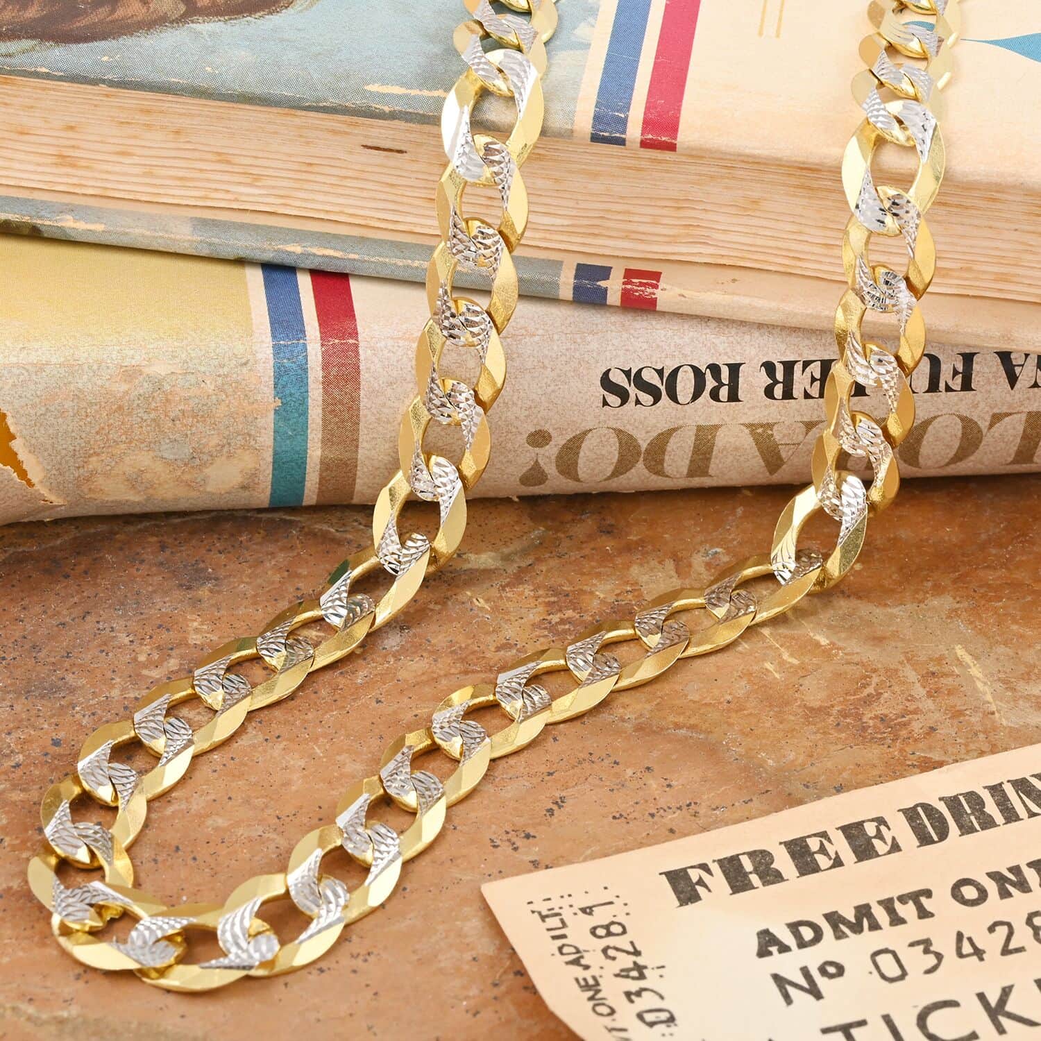 Buy 14K Yellow Gold Diamond-cut Curb Chain Necklace 22 Inches