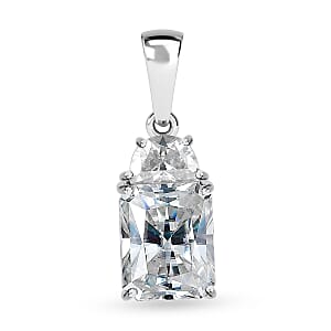 Luxoro 10K White Gold Radiant Cut Moissanite (10x8mm) Pendant 3.75 ctw