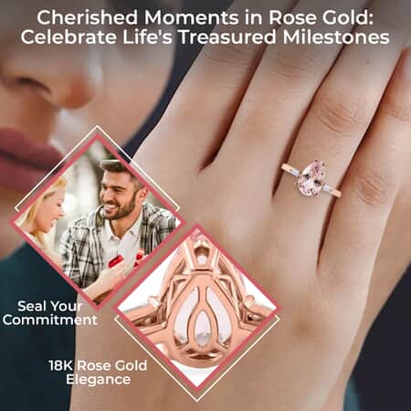 Rose Gold Morganite Ring Bridal Set in Vintage Diamond Floral Band 14K White Gold / 7.0