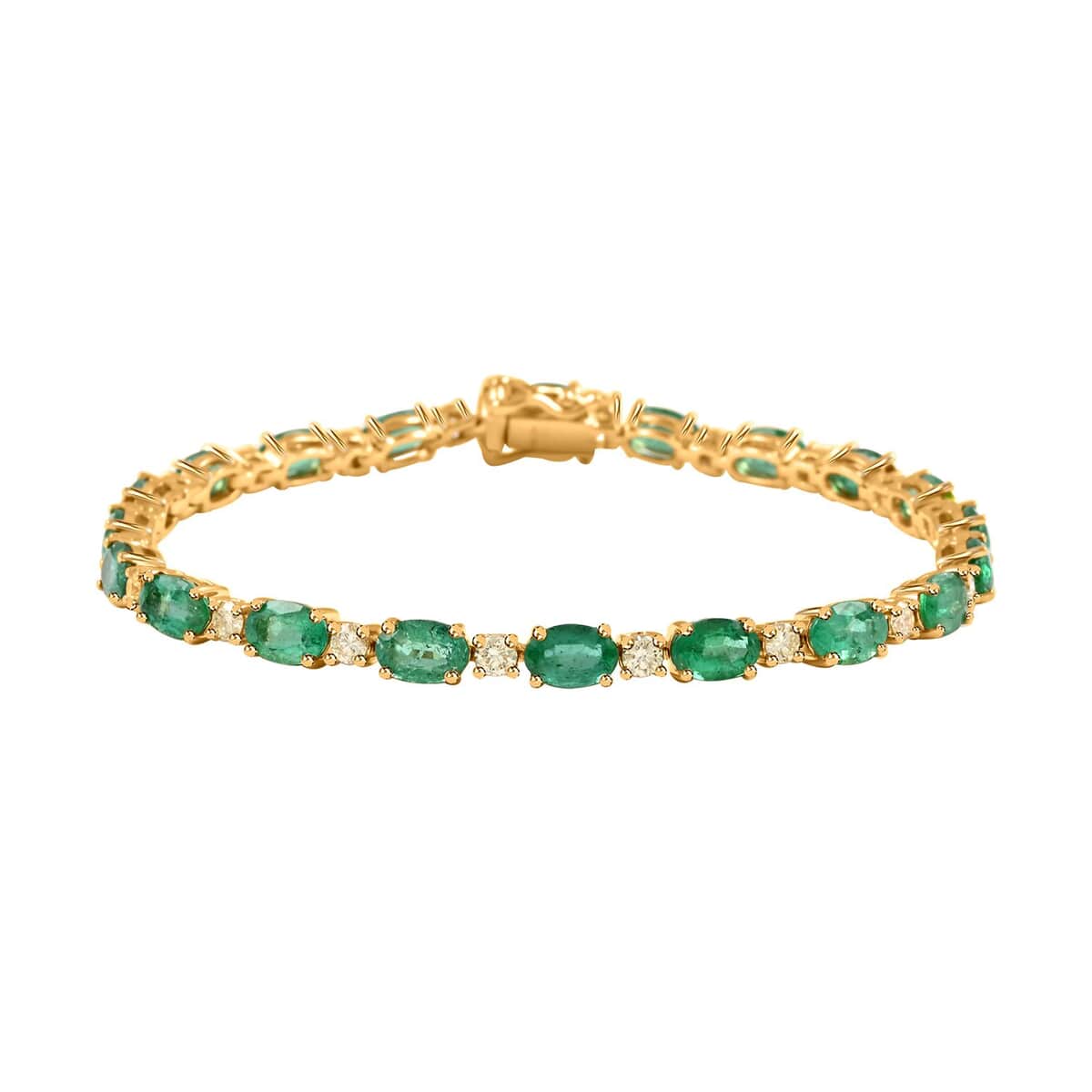 Buy Modani 14K Yellow Gold Emerald and Natural Yellow Diamond SI ...