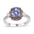 Tanzanite, Brown and White Zircon Halo Ring in Platinum Over Sterling Silver (Size 10.0) 1.85 ctw