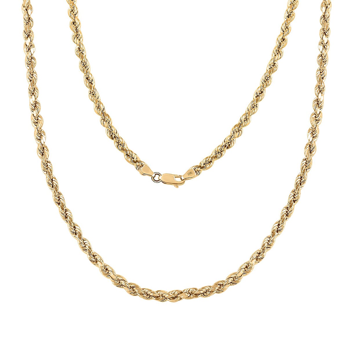 Buy 10K Yellow Gold 4mm Rope Necklace 22 Inches 7.20 Grams at ShopLC.