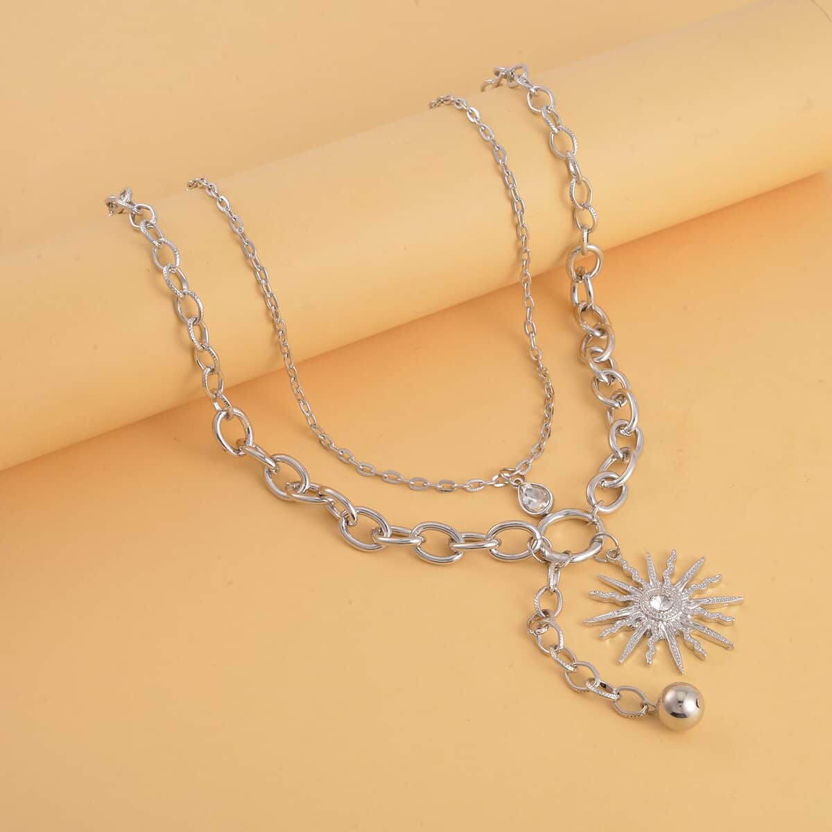 Cable Chain Bracelet with Crystal Charm