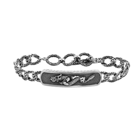 Dragon,'Men's Sterling Silver Chain Bracelet