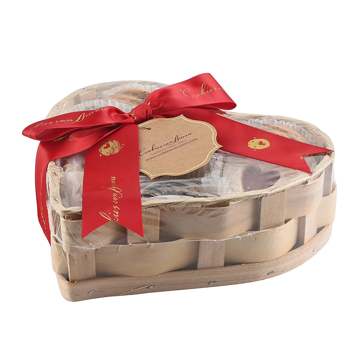 Buy Cookies Con Amore 16oz Small Heart Shaped Basket with Assortment