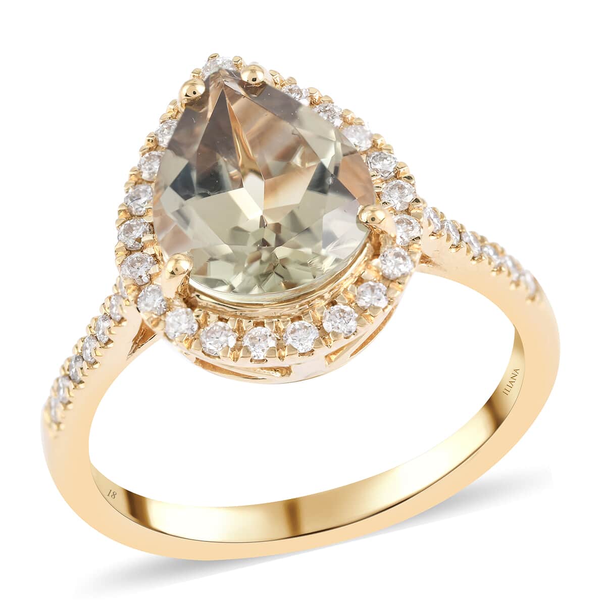 Certified and Appraised ILIANA 18K Yellow Gold AAA Turkizite and G-H SI Diamond Halo Ring (Size 9.0) 4 Grams 3.00 ctw image number 0