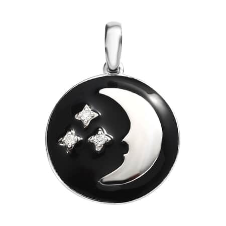 Enameled Moon and Crystal Star Charms Metal Chain Link Bag Charm