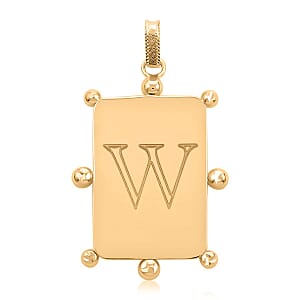 Italian 10K Yellow Gold Initial W Engravable Marine Pendant