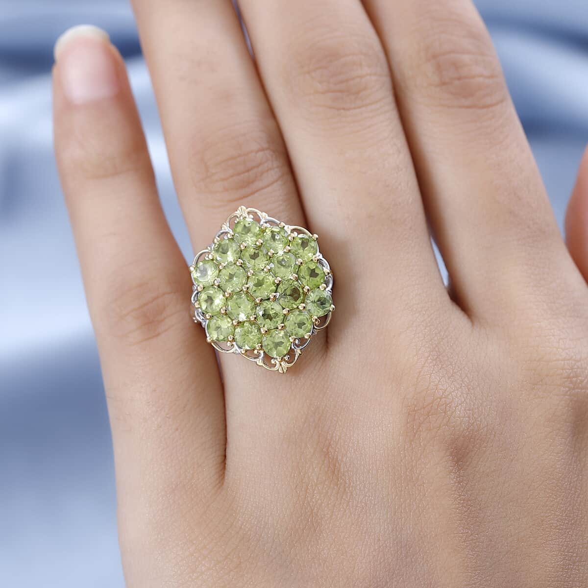 Buy Premium Peridot Cluster Ring in Vermeil Yellow Gold and Platinum ...