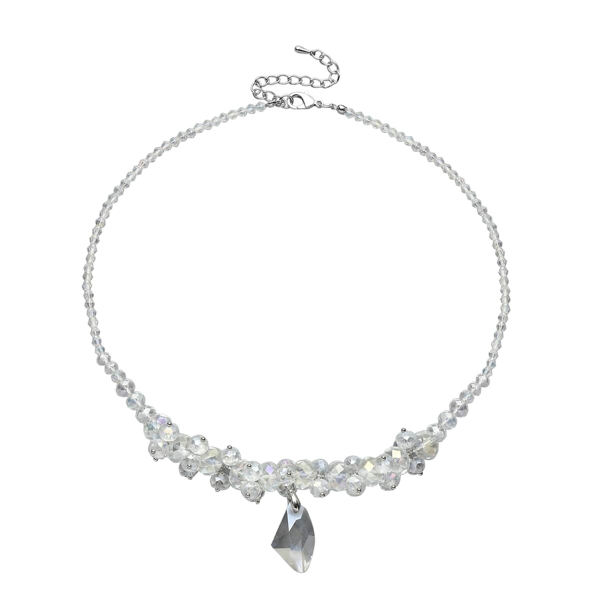 Simulated White Mystic Color Topaz Beaded Necklace 20-22 Inches in Silvertone image number 0