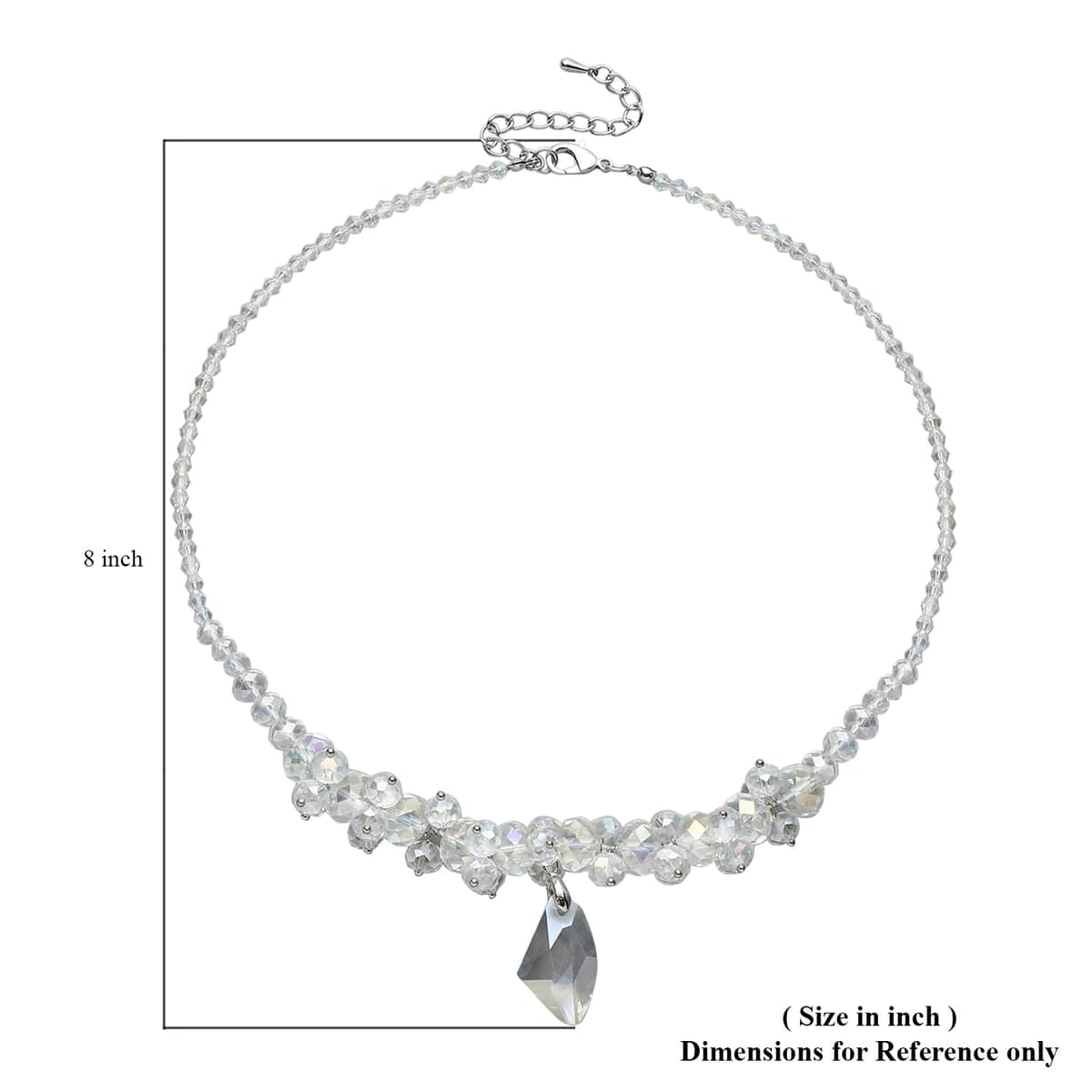 Simulated White Mystic Color Topaz Beaded Necklace 20-22 Inches in Silvertone image number 4