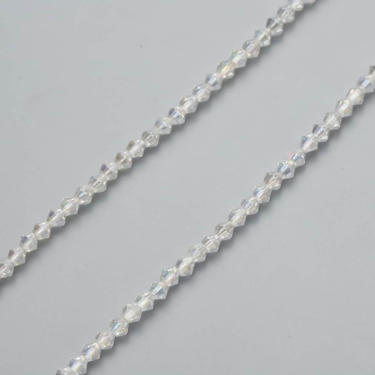 Simulated White Mystic Color Topaz Beaded Necklace 20-22 Inches in Silvertone image number 5