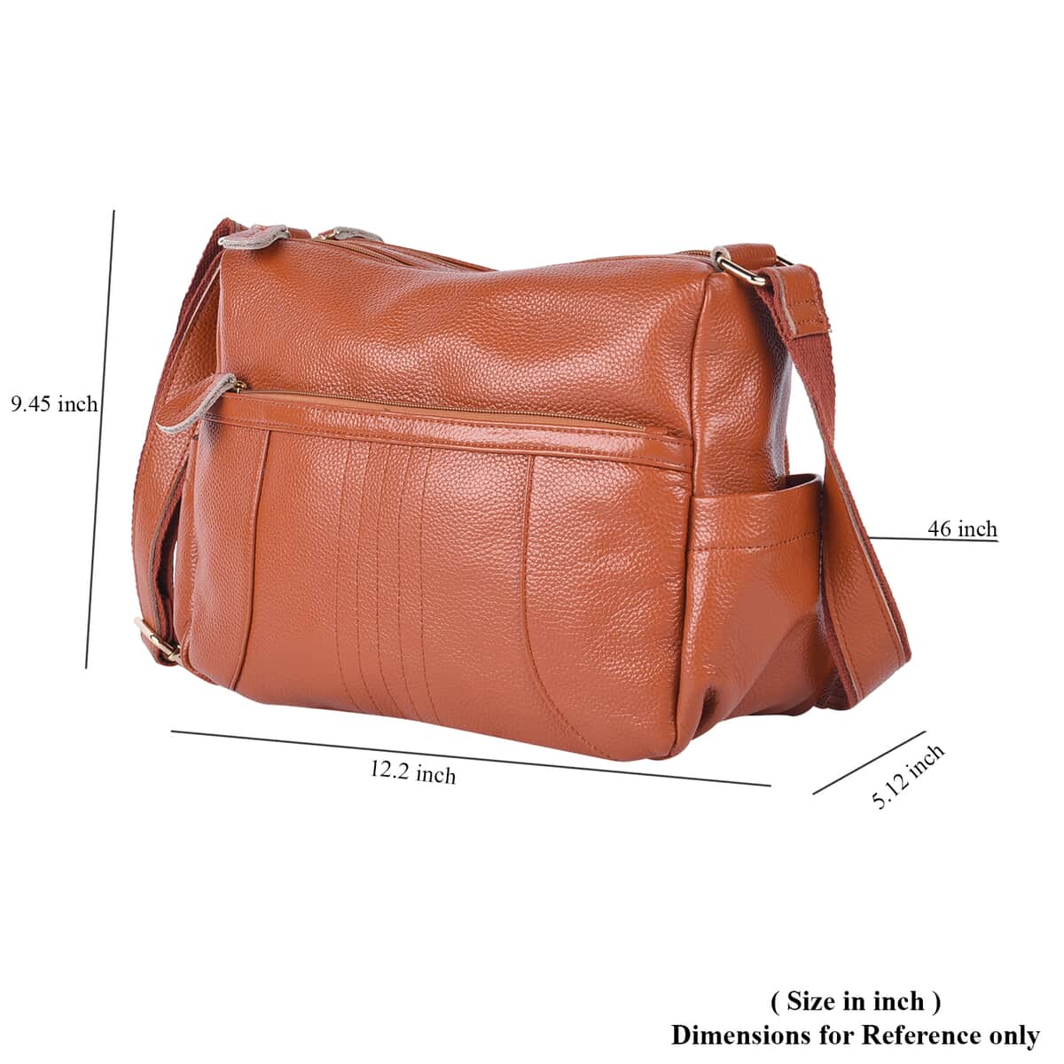 SHOP LC DELIVERING JOY Handcrafted Durable Genuine Leather Crossbody Bag  with Shoulder Strap Zipper Closure Adjustable Strap