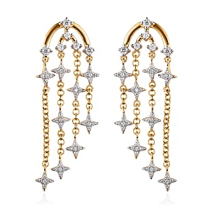 Moissanite Chandelier Starburst Statement Earrings in Vermeil YG Over Sterling Silver 0.70 ctw