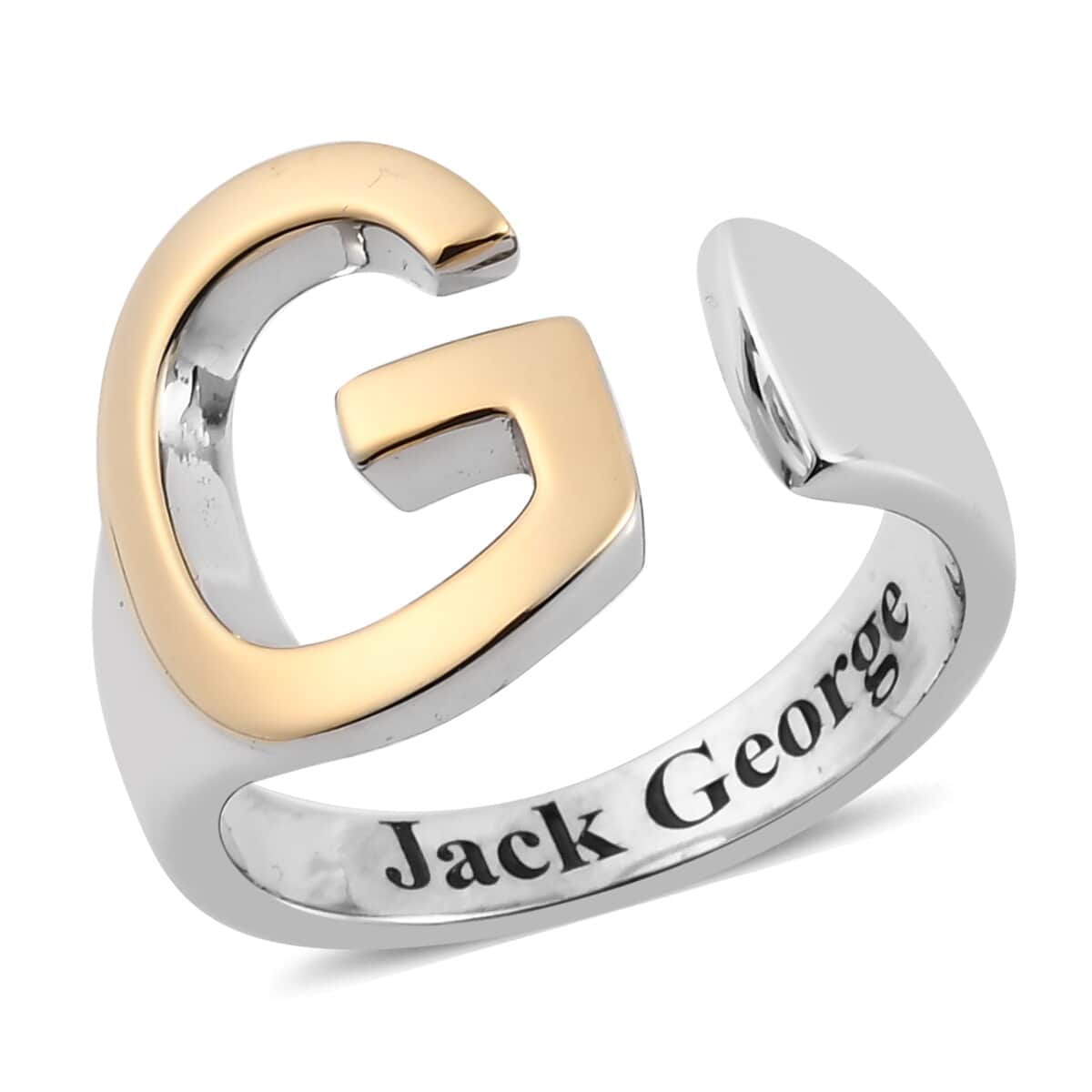 Personalized Initial G Ring in 18K YG Plated and Platinum Bond (Size 6.0) image number 0