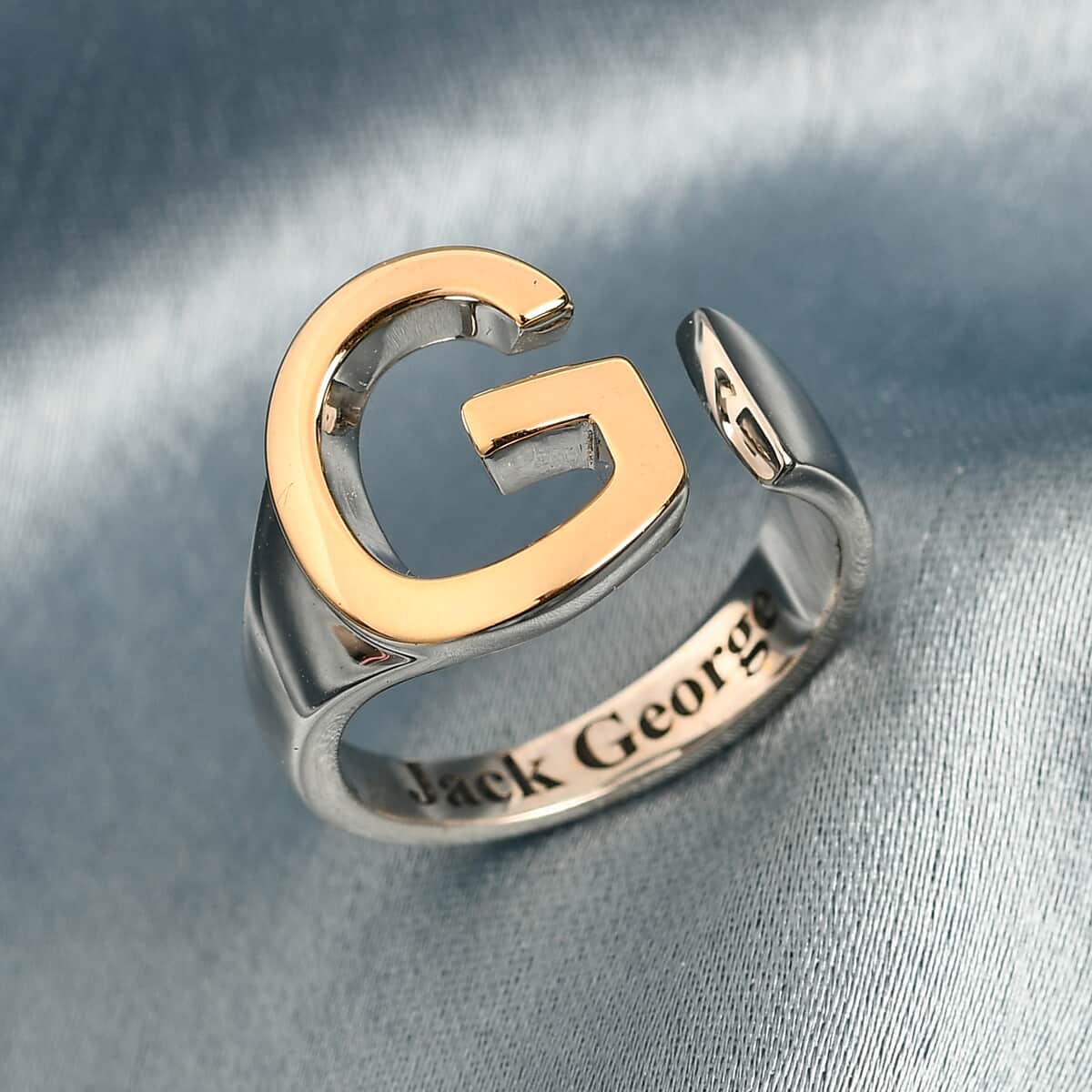 Personalized Initial G Ring in 18K YG Plated and Platinum Bond (Size 6.0) image number 1
