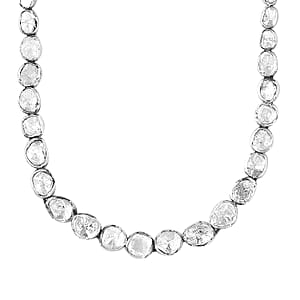 Artisan Crafted Polki Diamond Tennis Necklace (20 Inches) in Platinum Over Sterling Silver 13.50 ctw