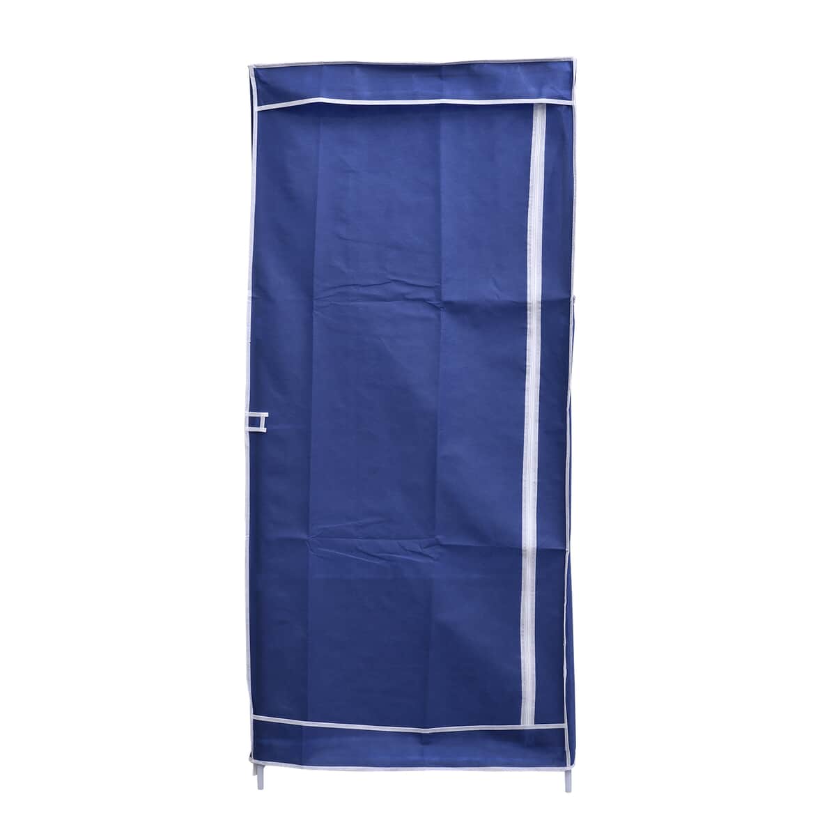 Blue Collapsible Wardrobe with 2 Outer pockets and Zippered Door (Non-Woven Fabric) image number 0