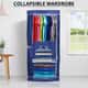 Blue Collapsible Wardrobe with 2 Outer pockets and Zippered Door (Non-Woven Fabric) image number 1