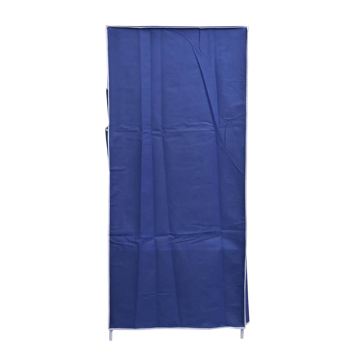 Blue Collapsible Wardrobe with 2 Outer pockets and Zippered Door (Non-Woven Fabric) image number 4