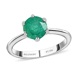 Rhapsody 950 Platinum AAAA Kagem Zambian Emerald Solitaire Ring (Size 7.0) (4.25 g) 1.25 ctw